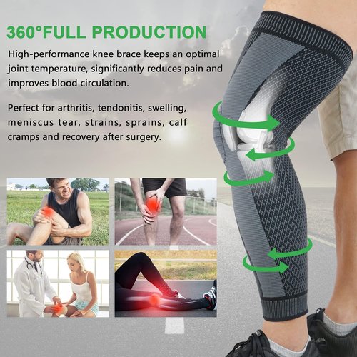 beister Full Leg Sleeve, Knee Braces for Knee Pain Women & Men, Knee Compression Sleeves, Knee Support for Meniscus Tear, ACL, Arthritis, Joint Pain Relief,Sport (Pair)