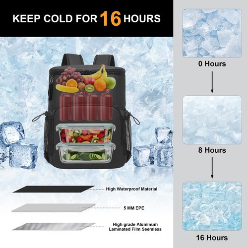 Backpack Cooler for Men and Women Insulated Waterproof Soft Lightweight Cooler Bag Leakproof 30 Cans Travel Camping Picnic Beach