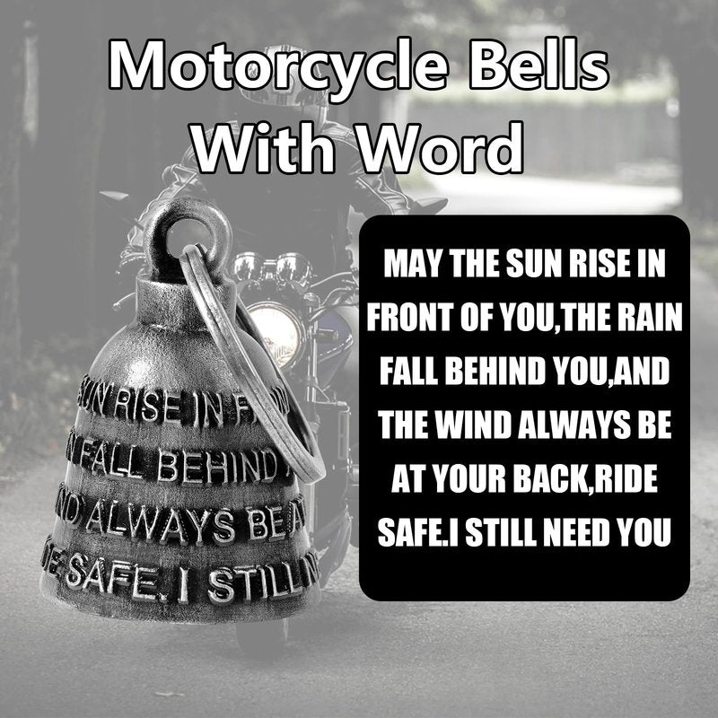 Motorcycle Bells for Biker Good Luck Riding Bells Guardian Biker Bells with Hanger Motorcycle Accessory or Keychain for Luck (Ride Safe, I Still Need You)