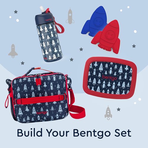Bentgo Buddies Reusable Ice Packs - Slim Design for Lunch Boxes & Coolers - Multicolored 4-Pack (Rocket)