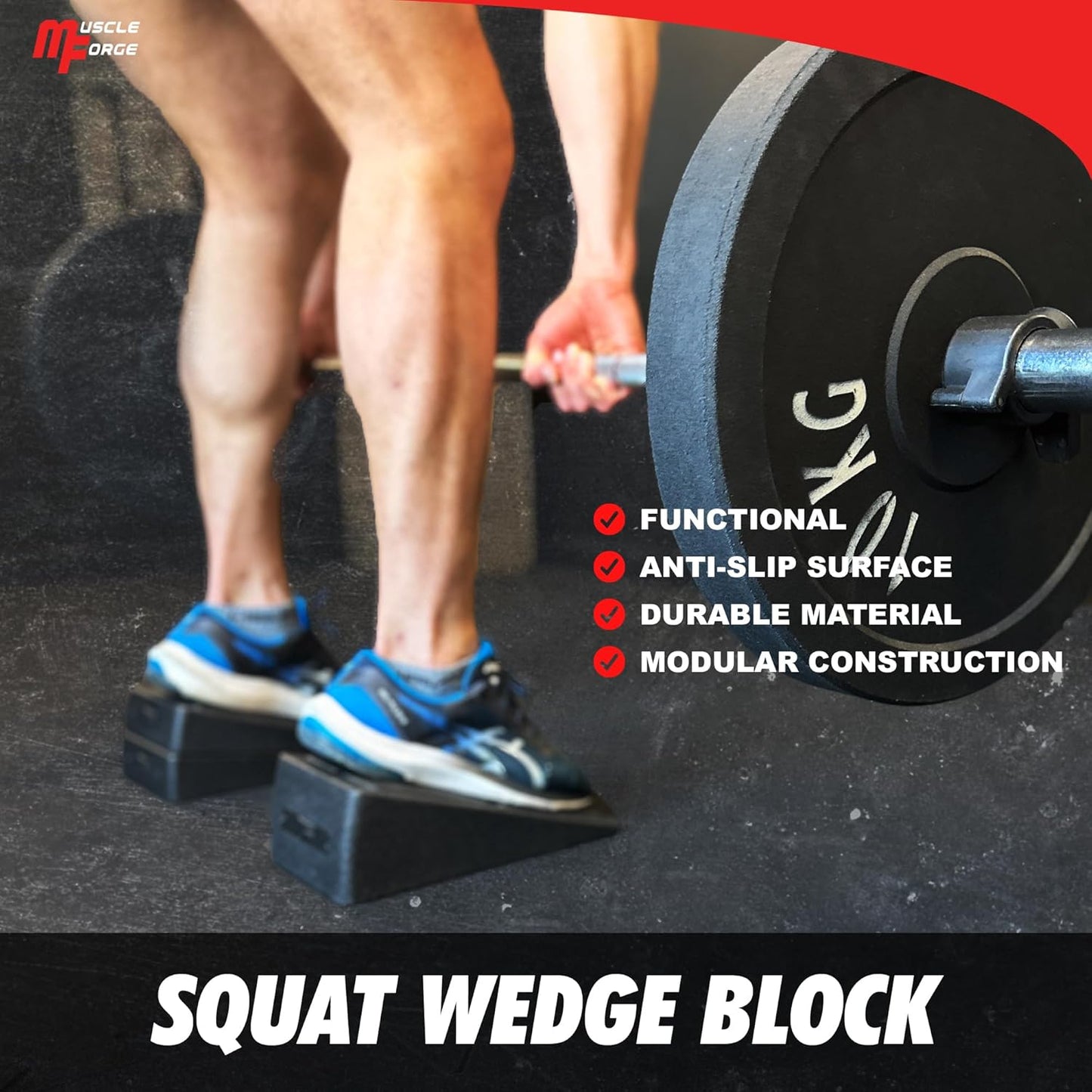 Squat Wedge Block - Heel Elevated Squat Platform for Deep Squats & Ankle Mobility | 4-Angle Adjustable Slant Board for Knee Pain Relief, 440 lbs Capacity