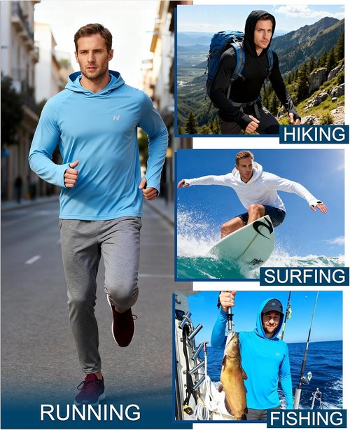 Isnowood Sun Shirt - UPF 50+ Men's Fishing Hoodie | Long Sleeve UV Protection for Outdoor Activities