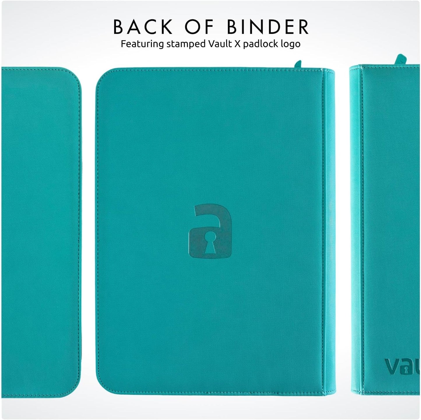 Vault X 9 Pocket Trading Card Zip Binder - Premium Exo-Tec Material, Holds 360 Cards | Teal Color