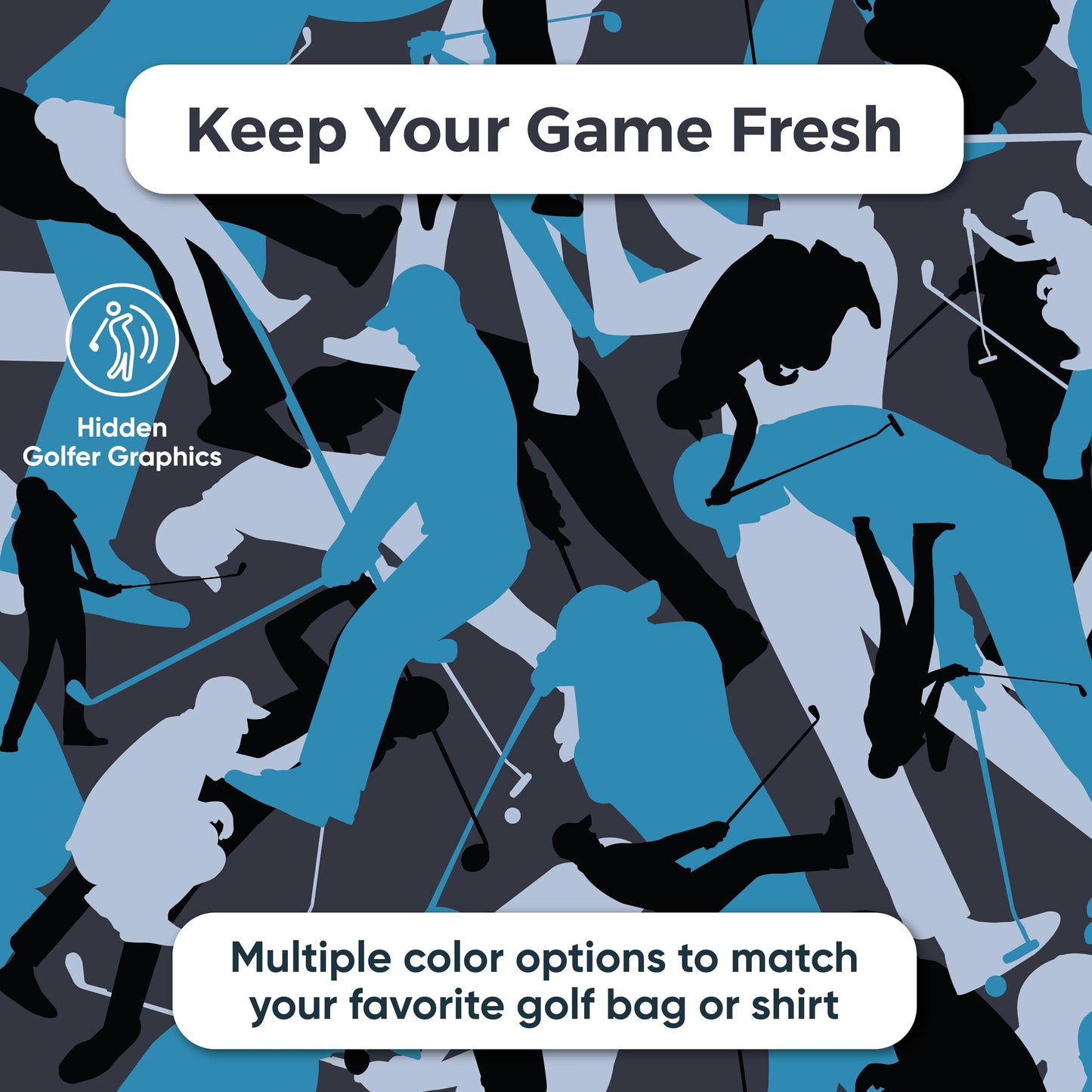 ANNIE FIORI Golf Towel (34" x 20") | Funny Camo, Microfiber Waffle Golf Towels For Golf Bags with Quick Dry Technology & Black Carabiner Clip - Golf Accessories for Men & Women, Ideal Gift for Golfers