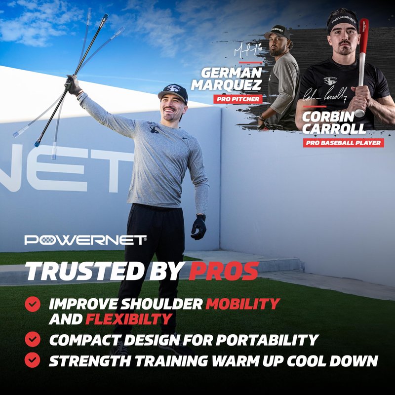PowerNet Compact Power Bar, Weighted Tube with Interchangeable Weights, Strength Training Shoulder Rehabilitation Aid, Baseball Training Warm Up Cool Down, Increase Strength, Mobility & Flexibility
