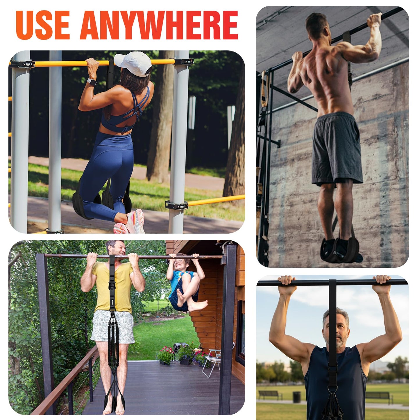 Pull Up Assistance Bands, Heavy Duty Adjustable Resistance Bands for Pull Up Bar with Comfortable Fabric Foot Rest, Pull Up Assist Bands for Strength Training & Home Fitness