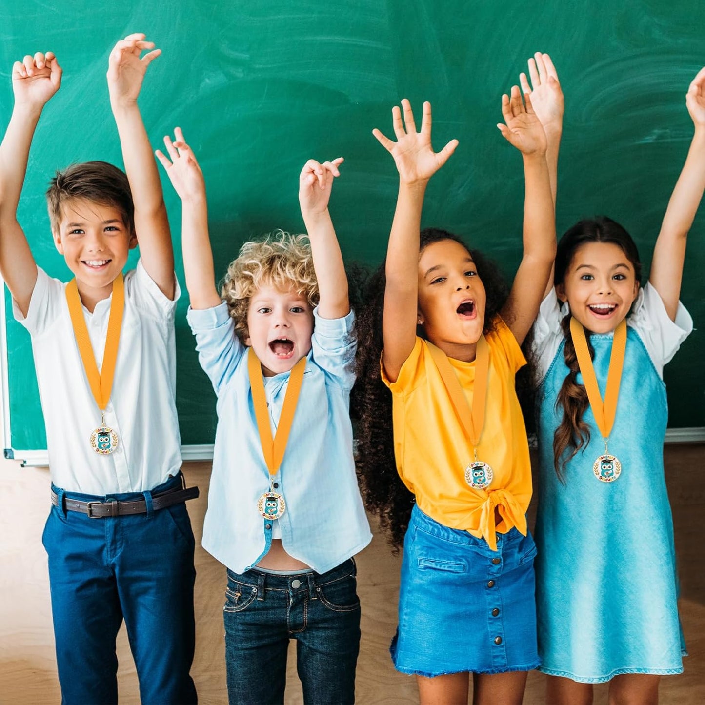 Regine Switzerland Kindergarten Graduation Medal - 2 Metal Medals with Neck Ribbon for Kids