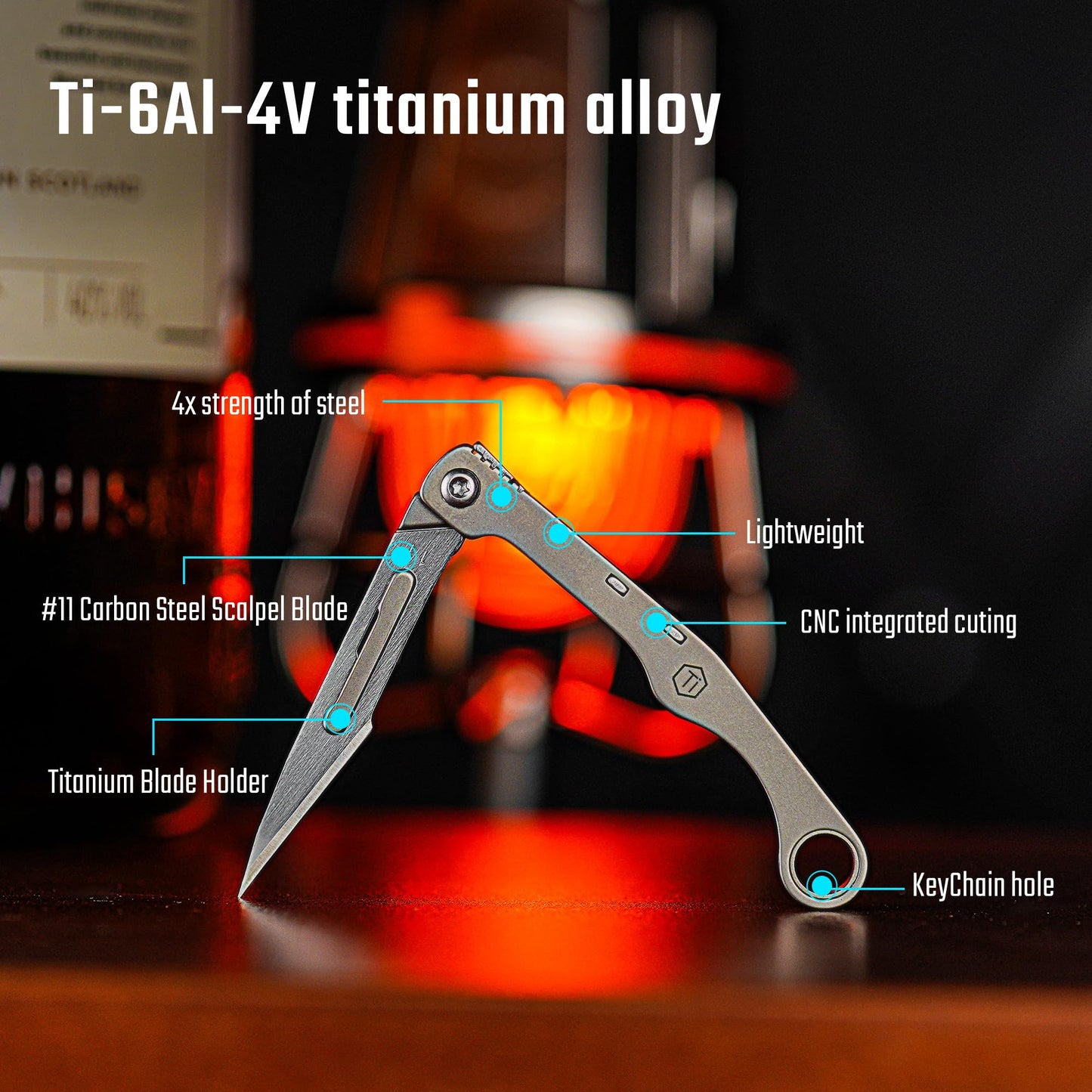 KeyUnity KK13 Precision Craft Utility Blade Titanium Handle Mini Cutting Tool for Arts Crafts DIY Projects Paper Cardboard Fabric and Hobby Use with Replaceable Blade