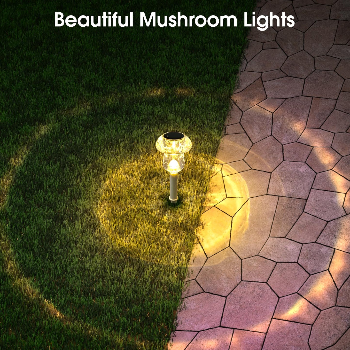 Eyrosa Solar Outdoor Lights, 8 Pack Waterproof Solar Mushroom Lights for Garden Yard Pathway Path Walkway Driveway Lawn Landscape Outside Decor(Warm White)
