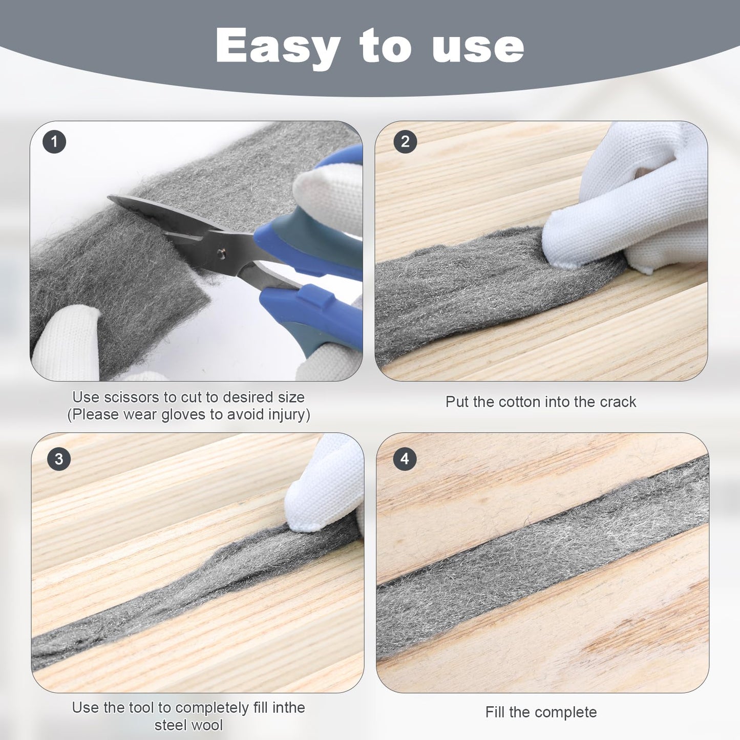 Stainless Steel Wool with Gloves, 20FT Steel Wool Fill Fabric Roll, Gap Blocker Coarse Wire Hardware Cloth DIY Kit for Holes, Wall, Garden, Kitchen, Pipeline in Garage