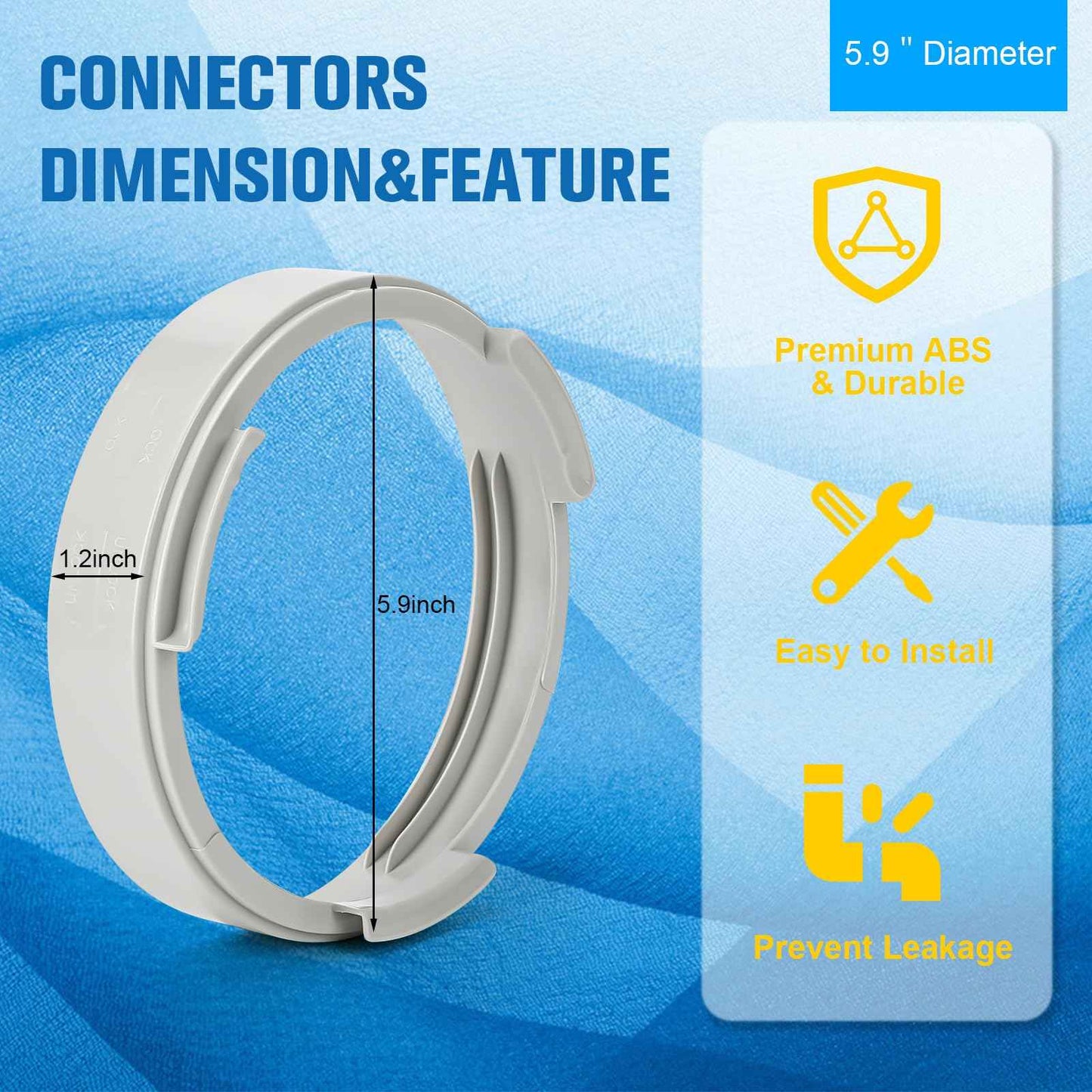 Portable Air Conditioner Hose Kit AC Hose with Adapter 5.9" Dia 59" Length Flexible Exhaust Hose and AC Unit Tube Connector for Portable Air Conditioner Vent