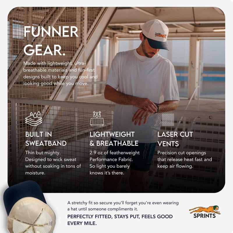 Sprints Structured VP Performance Cap | The Lightweight, Quick Dry, Sport Hat, One Size, Unisex (Here for The Beers Run Club)