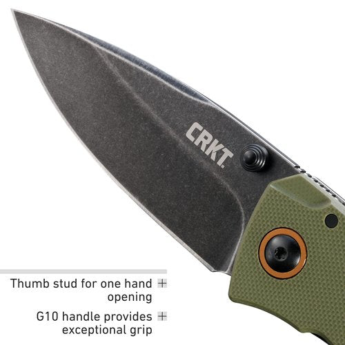 CRKT Tuna Everyday Carry EDC Pocket Folding Knife with Frame Lock: Stainless Steel Plain Edge Blade, G10 Handle, Pocket Clip, 2520