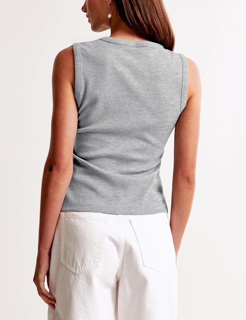 Cioatin Women’s Ribbed Button Down Tank Top - Slim Fit Sleeveless Crop Vest for Y2K Style
