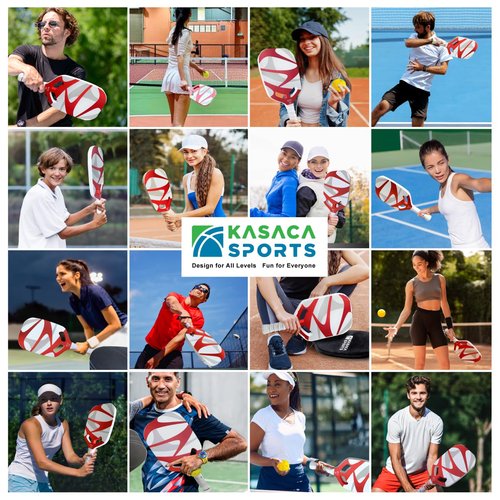 Kasaca Sport Premium Pickleball Paddle T700 Carbon Fiber, 16mm Thickness, Air Open Throat, Enhanced Spin & Control, Edgeless Design with Edge Tape, Durable & USAPA Approved (Aero Swift Red 2.0)