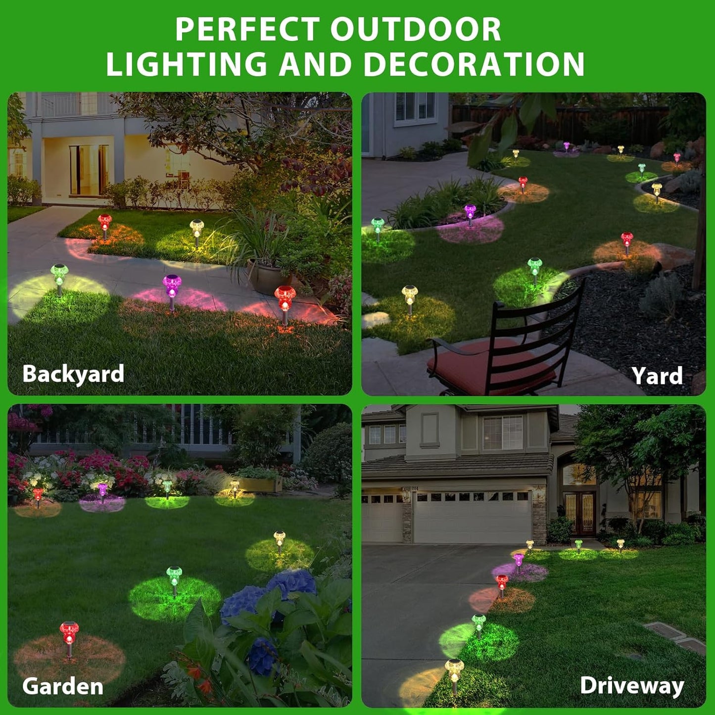 16 Pack Solar Powered Mushroom Lights - Waterproof LED Garden Pathway Lighting for Yard & Landscape Decor (Purple)