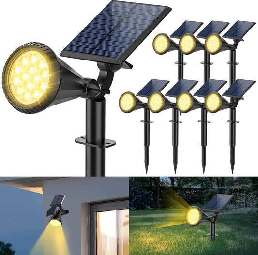 Solar Spot Lights Outdoor - 8 Pack Waterproof Adjustable Landscape Lights for Garden & Pathway