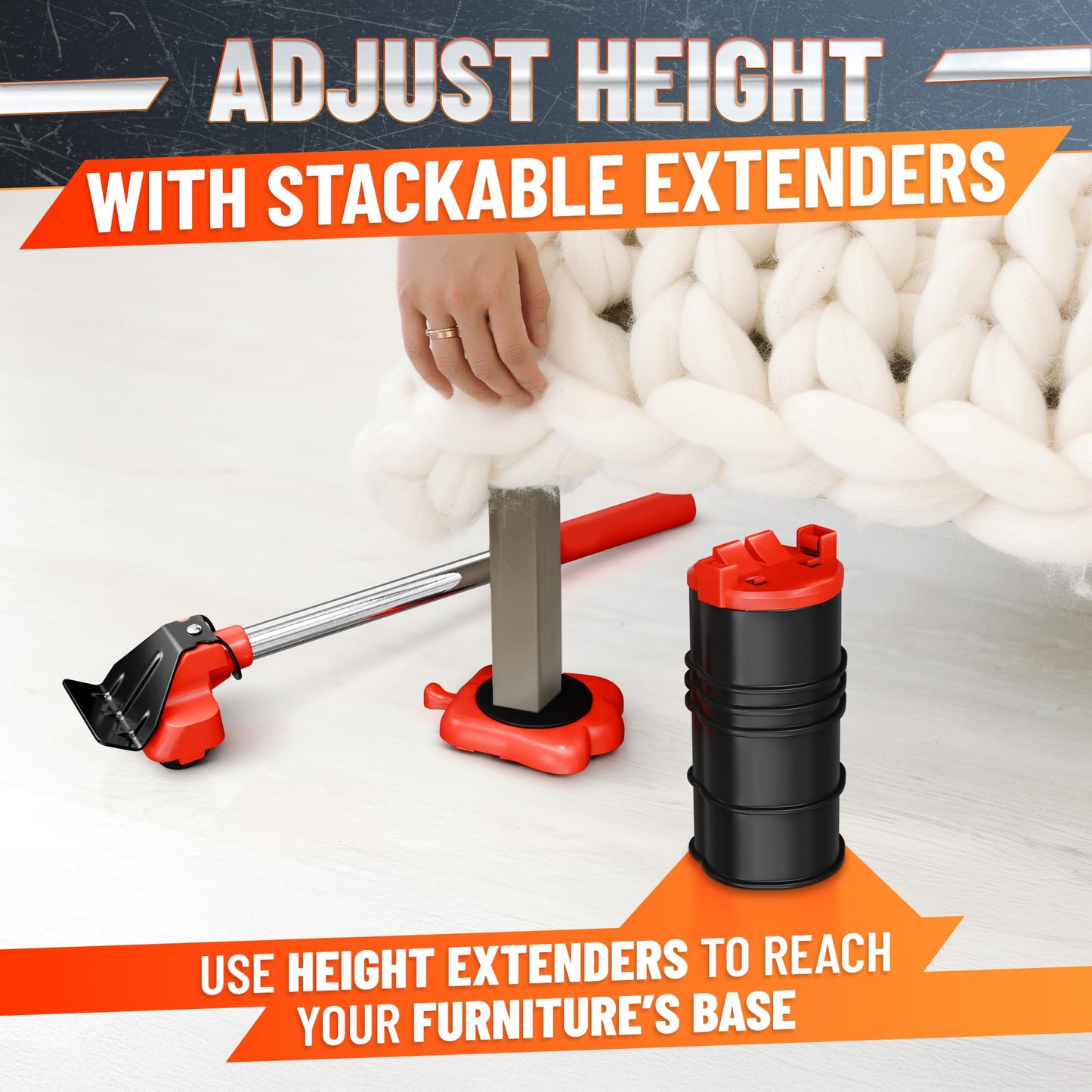 Furniture Lifter Tool with 4 Appliance Rollers 660 Lbs - Furniture Lifters for Heavy Furniture Movers with Wheels Furniture Lift Mover Tool Set - Heavy Furniture Sliders Moving Furniture Gliders Red