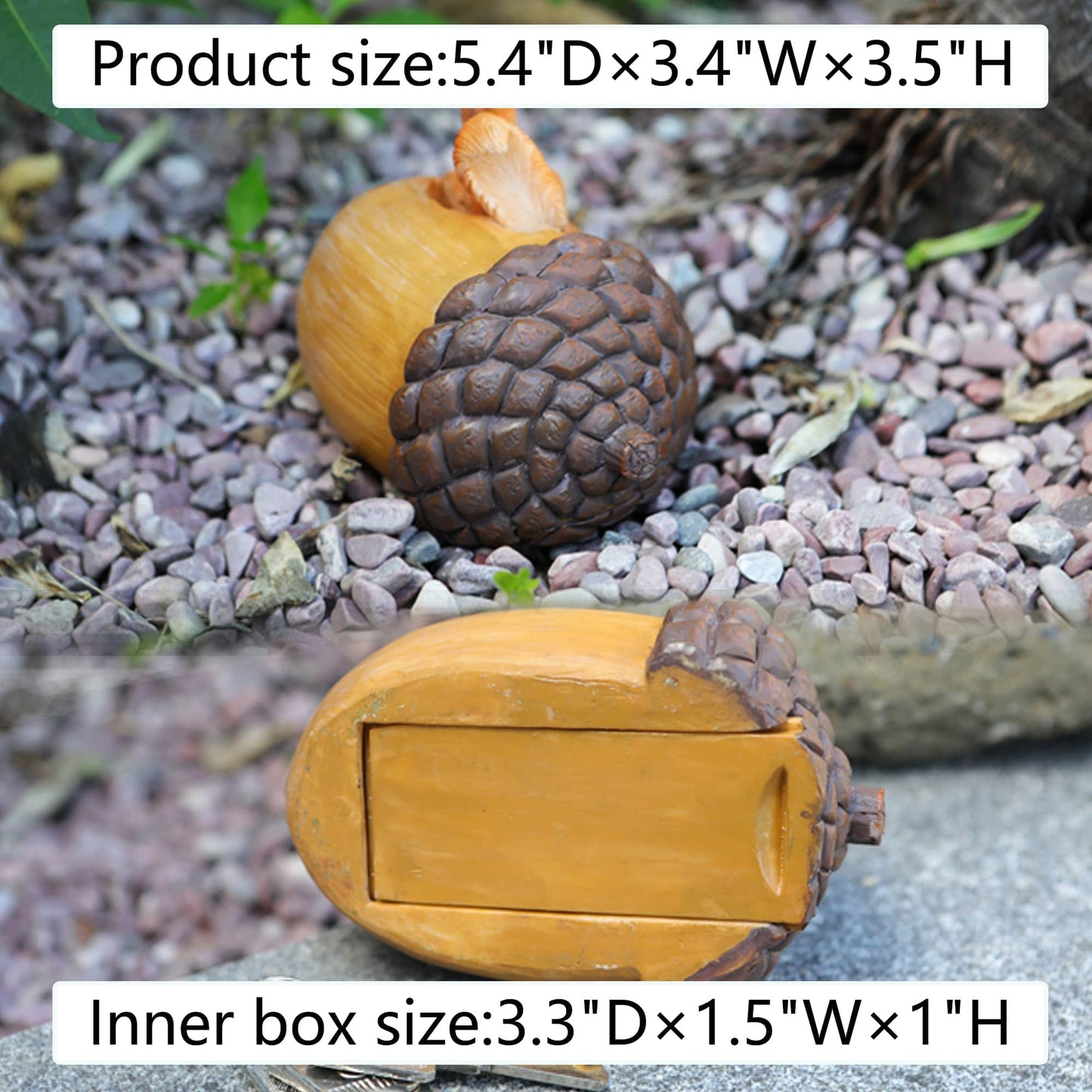 niwhydi Key Hiders Outside Acorn Squirrel Figurine Hide A Key Outdoor House Spare Keys Lockbox Containers Secret Decorative Compartment Safe Storage Box for Yard Garden Geocaching Indoor