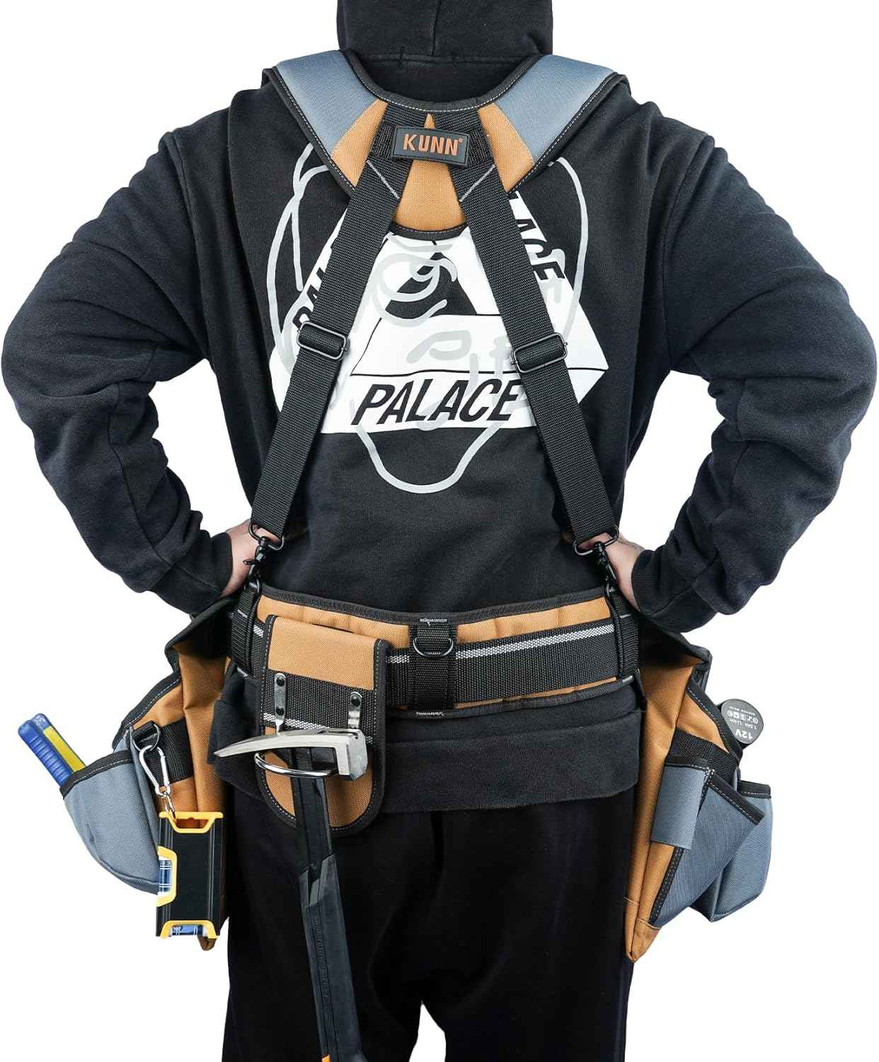 Pro Carpenter Tool Belt with Suspenders - Heavy-Duty Suspension Rig for Contractors & Electricians, Khaki