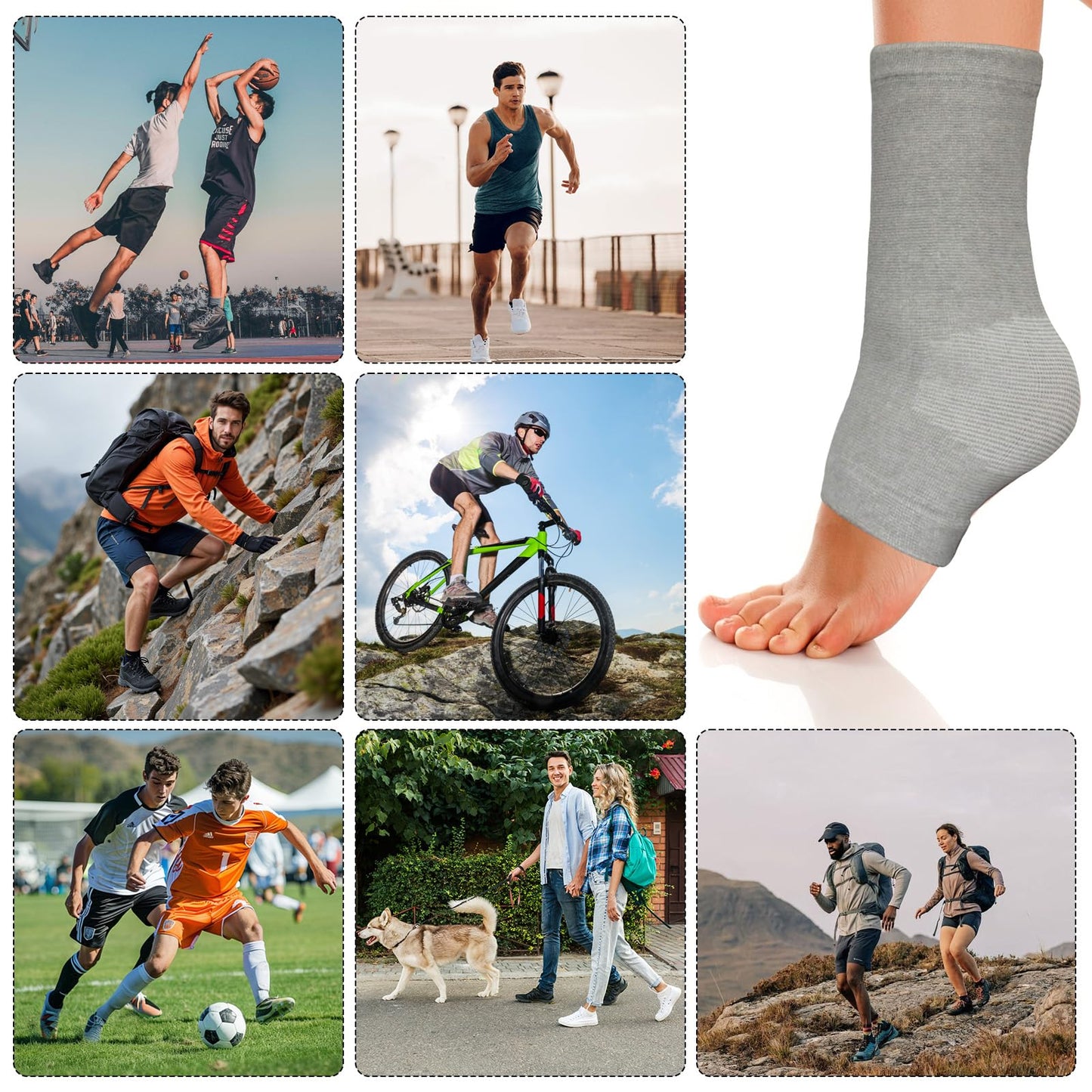 Xorim Ankle Compression Sleeve, Foot Compression Sleeve, Soft and Breathable Foot Sleeves,Socks for Arch Support(Gray)