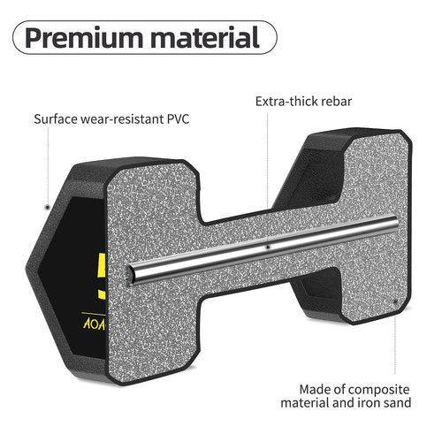 Hex Dumbbells PVC Encase Coating Free Weight Dumbbell Set for Strength Training, Home Gym Fitness and Full Body Workout, 20LB, Pair