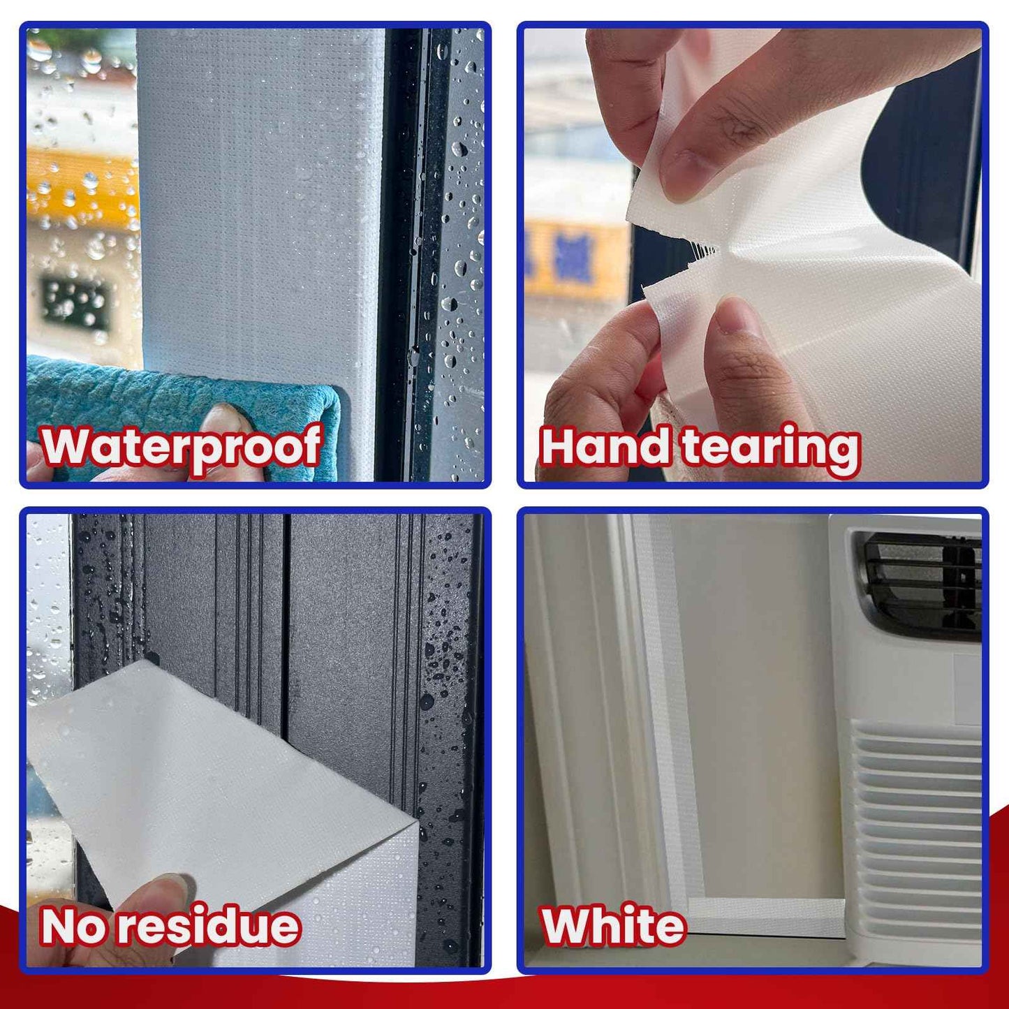 Birllaid White Window Weather Sealing Tape,Window Draft Isolation Sealing Film Tape No Residue Waterproof Self Adhesive for Keep Out Cold Air Dust Rain 3IN X 99FT