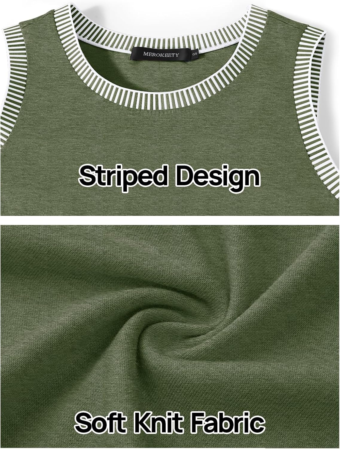 MEROKEETY Women's Tank Tops - Casual Sleeveless Crew Neck T-Shirts | Striped Color Block Design for Summer