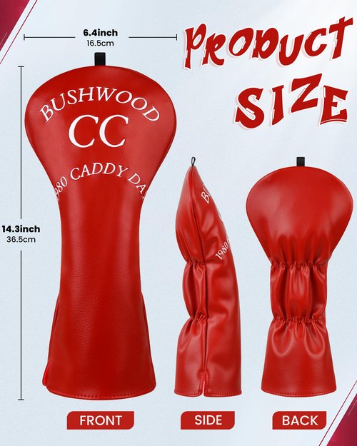 Tiki Totem Golf Club Covers Driver Head Covers for Golf Clubs, Big Teeth Hawaiian 460cc Wood Golf Head Covers, Driver Headcover Funny (Red Caddyshack)