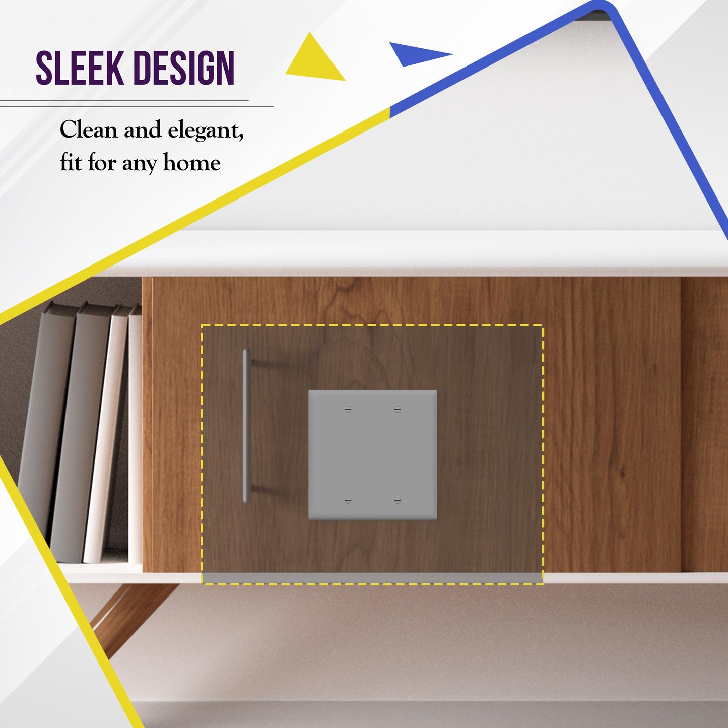 ENERLITES Double Blank Device Wall Plate Cover, Gloss Finish, Standard Size 2-Gang 4.50" x 4.57", Unbreakable Polycarbonate Thermoplastic, 8802-W-4PCS, White, 4 Pack