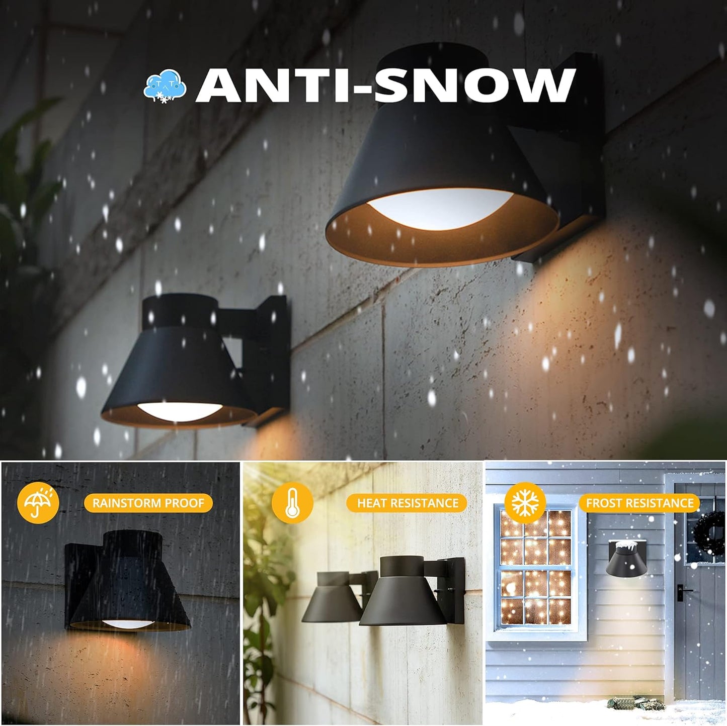 LED Outdoor Wall Lights - 2 Pack Black Waterproof Lanterns for Porch, Patio & Garage