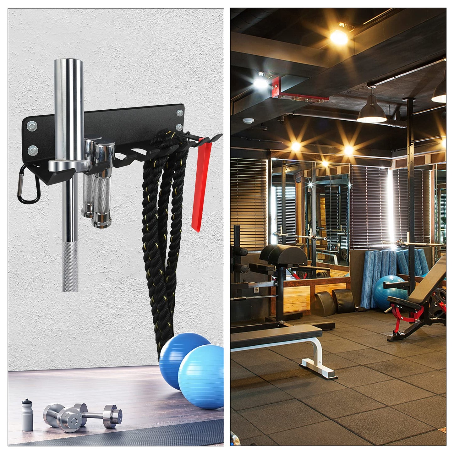 Vehcarc Home Gym Storage - Heavy-Duty Barbell Holder, Kettlebells, Weight Bar, Workout Rack Equipment, Foam Roller, Jump Rope, Resistance Band
