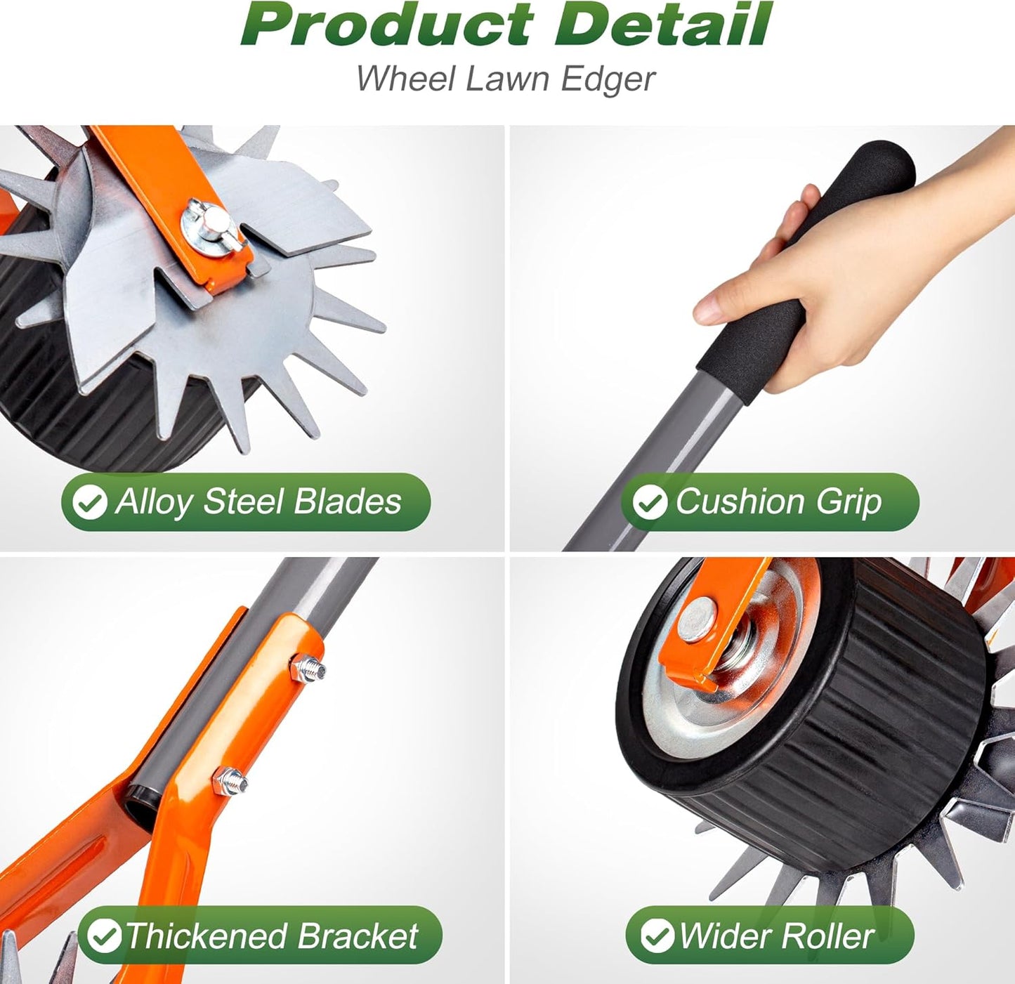 Walensee Manual Lawn Edger - 69.7 Inch Adjustable Stainless Steel Tool for Grass & Weed Trimming