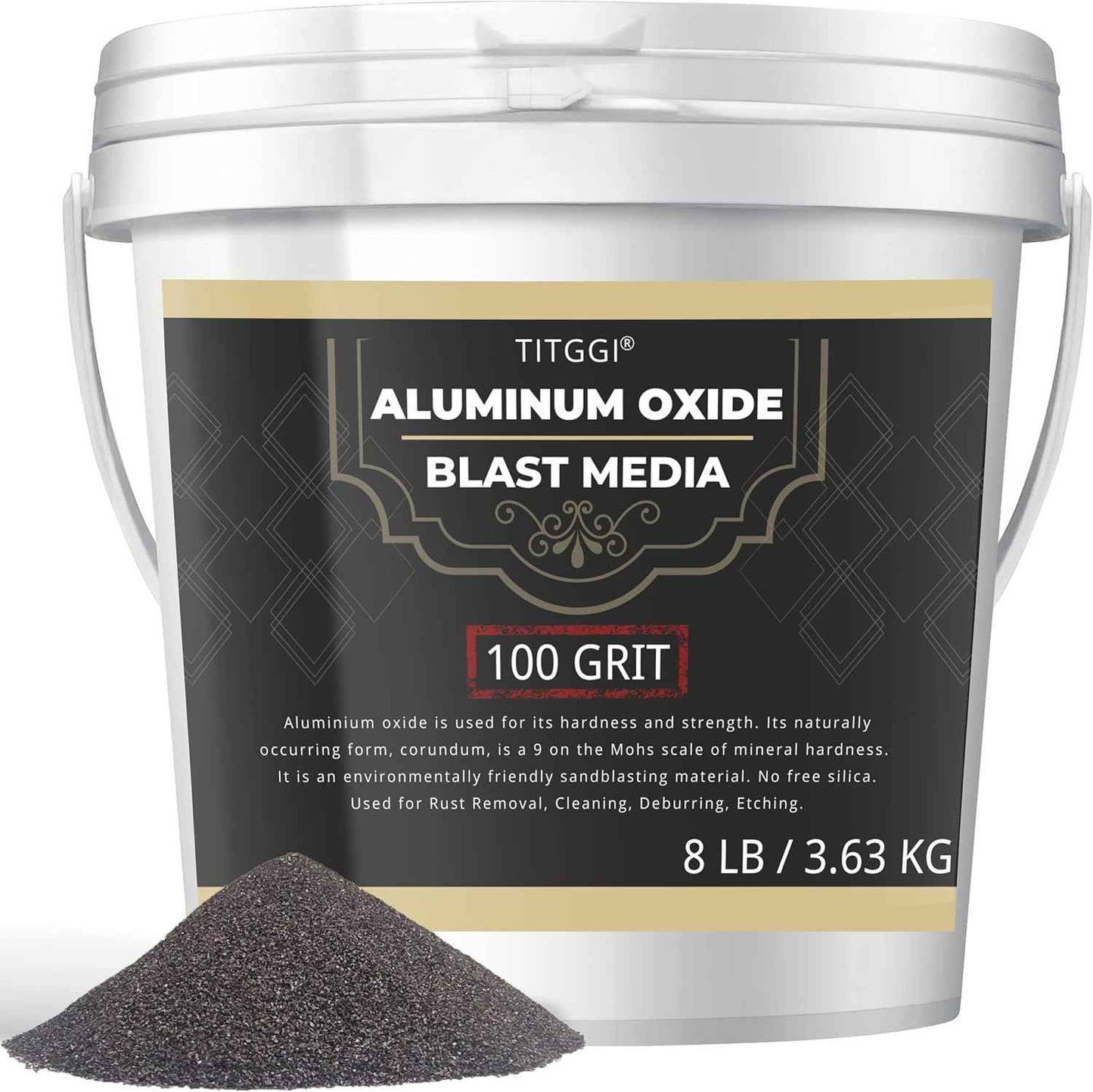 Premium 100 Grit Aluminum Oxide Blast Media - 19lbs High Abrasive Sand for Metal Blasting