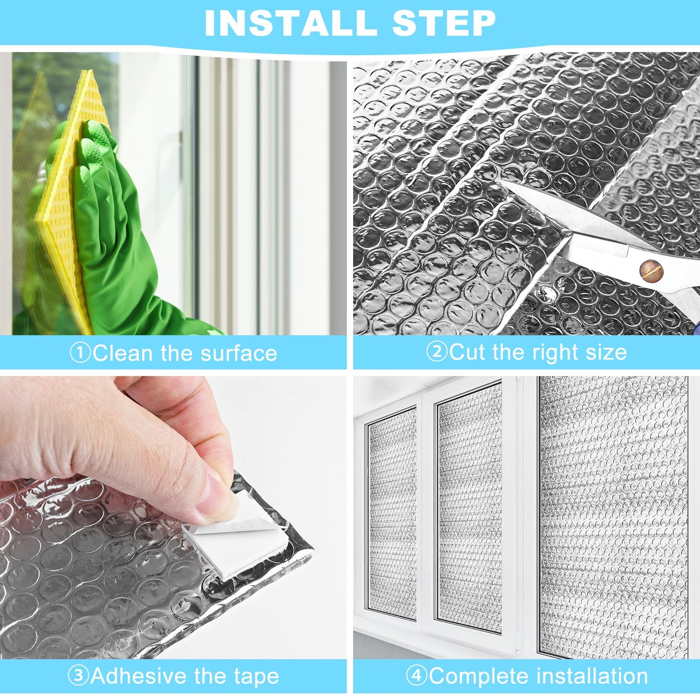 MYFAMIREA Double Reflective Insulation Roll 23.6IN x 10FT Bubble Aluminum Foil Sheet Thermal Insulation for Summer Heat, 3MM Insulated Radiant Barrier Wrap Insulation with 60P Tapes for RV, Window