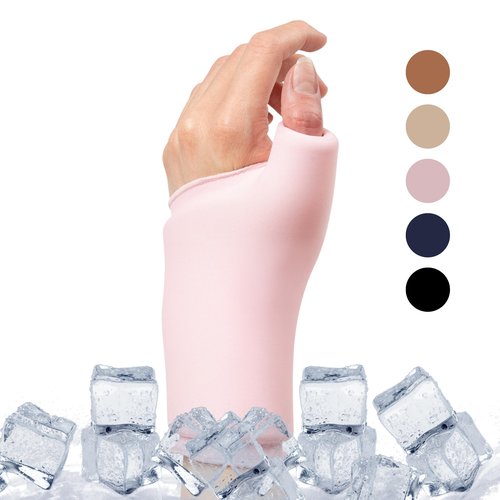 GRACE & ABLE Cooling Compression Sleeve For Thumb and Wrist Pain (Pastel Pink, Small-Medium)