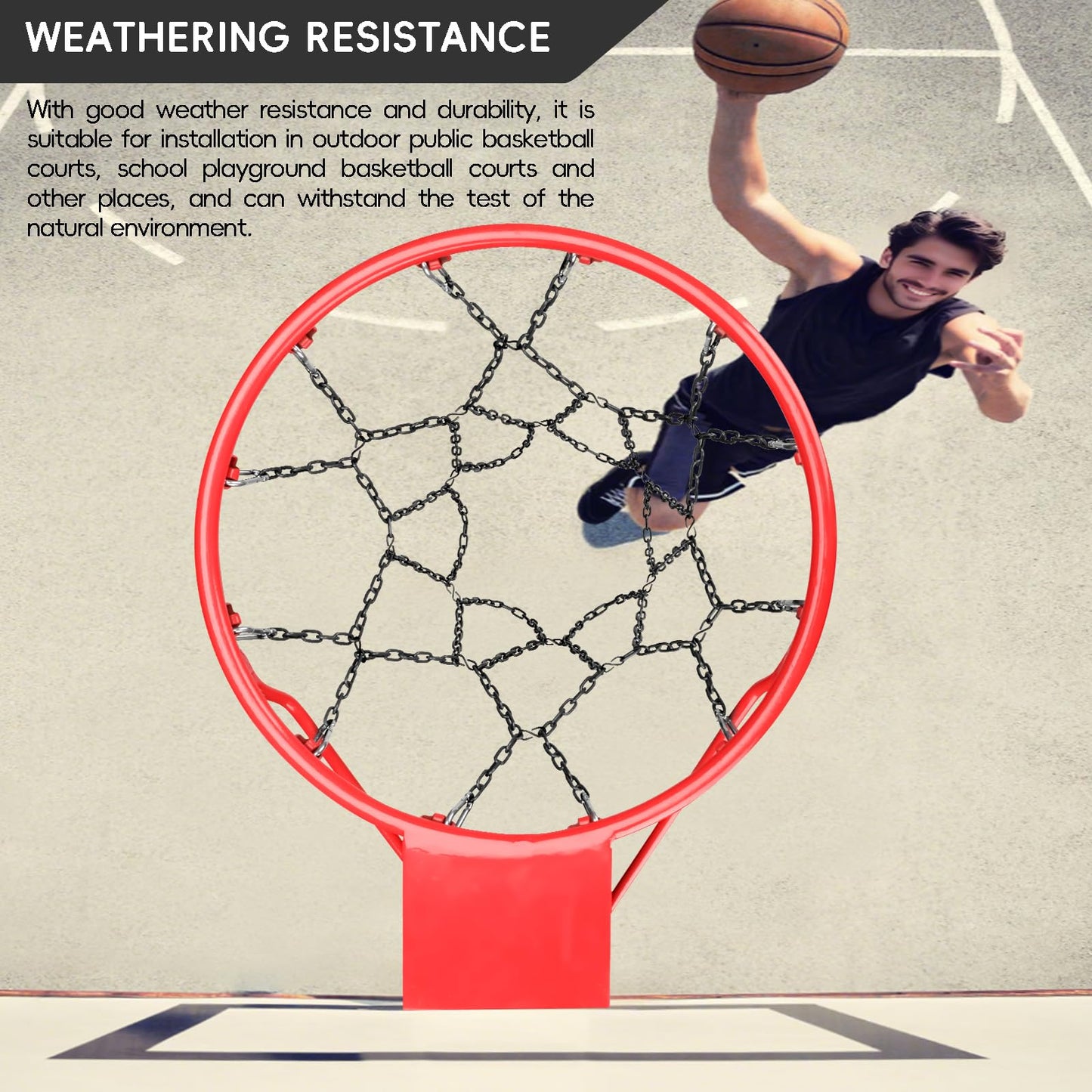 Black Basketball Net Heavy Duty Replacement, Chain Basketball net