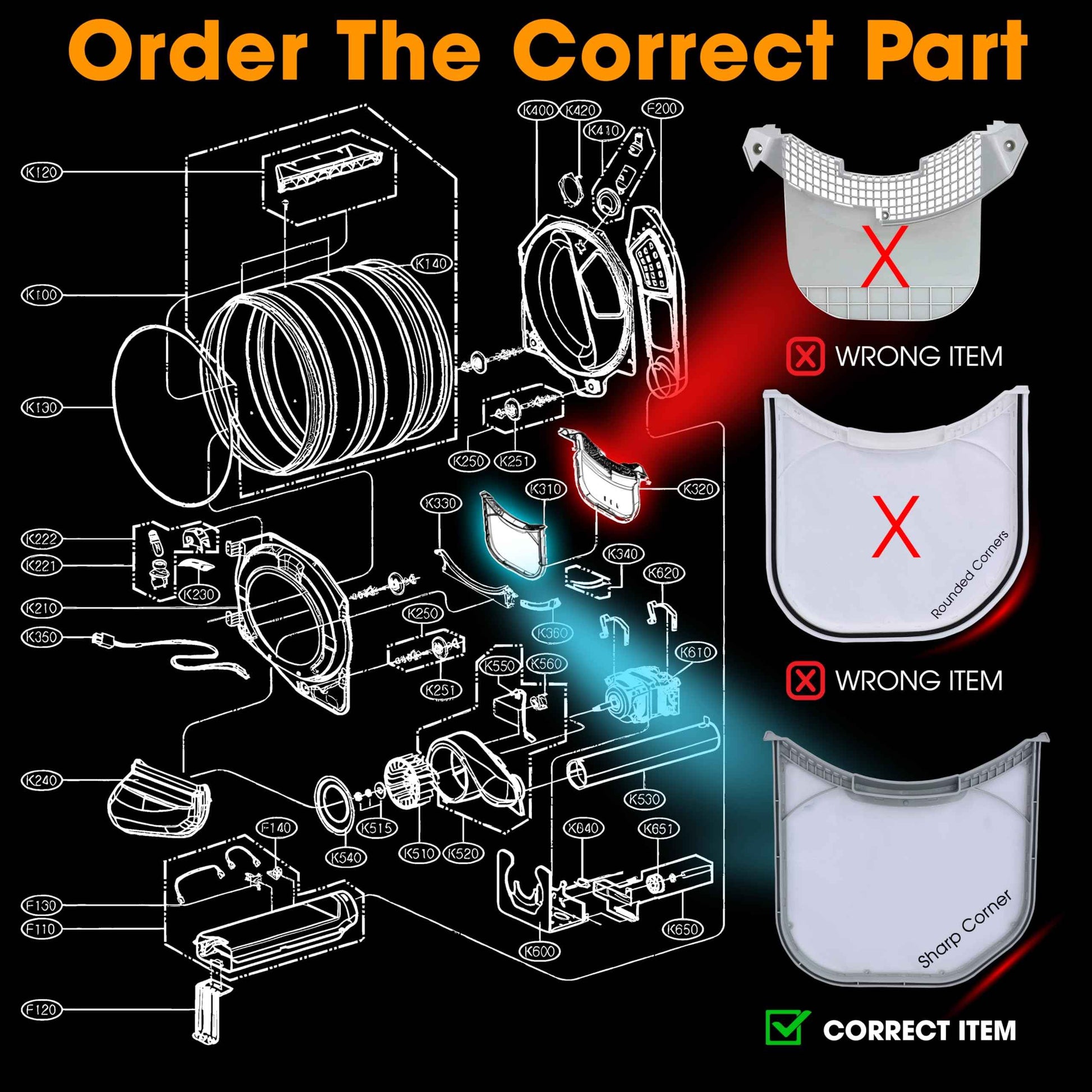 Dryer Lint Filter Screen Trap Replaces For LG DLEX3900B DLEX3370W DLEX3570V DLEX3470V DLEX3250W DLEX3370V DLEX3360V DLEX3360W DLEX3370R DLEX3371W DLEX3360R DLEX3885W DLEX3570W DLEX3900W DLEX3550W