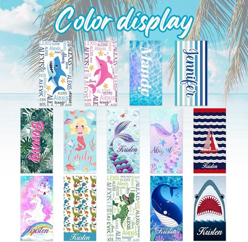Hoomall Customized Mermaid Tail Beach Towel - Quick-Dry Microfiber for Kids | Perfect Personalized Gift