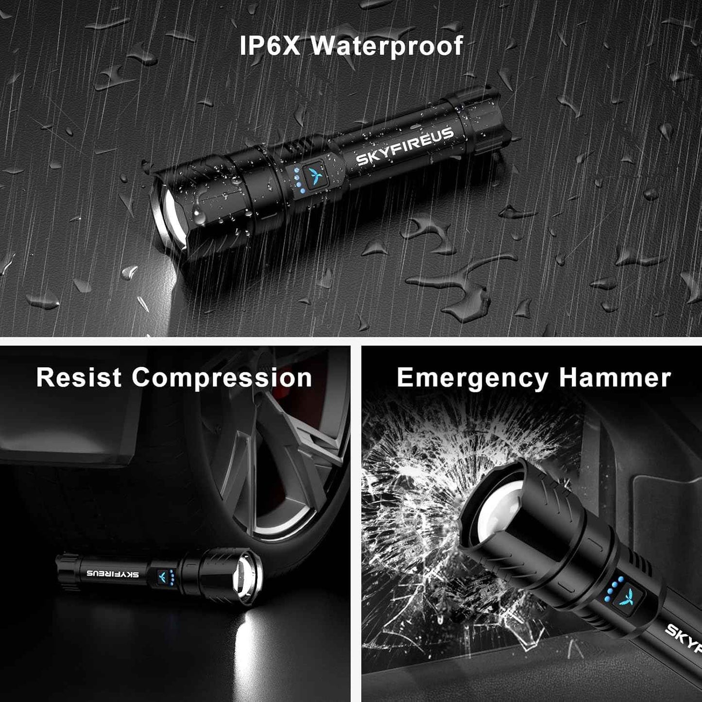 2000 Lumen Rechargeable LED Flashlight - Waterproof Tactical Light with Zoom & 4 Modes for Camping & Outdoor Use