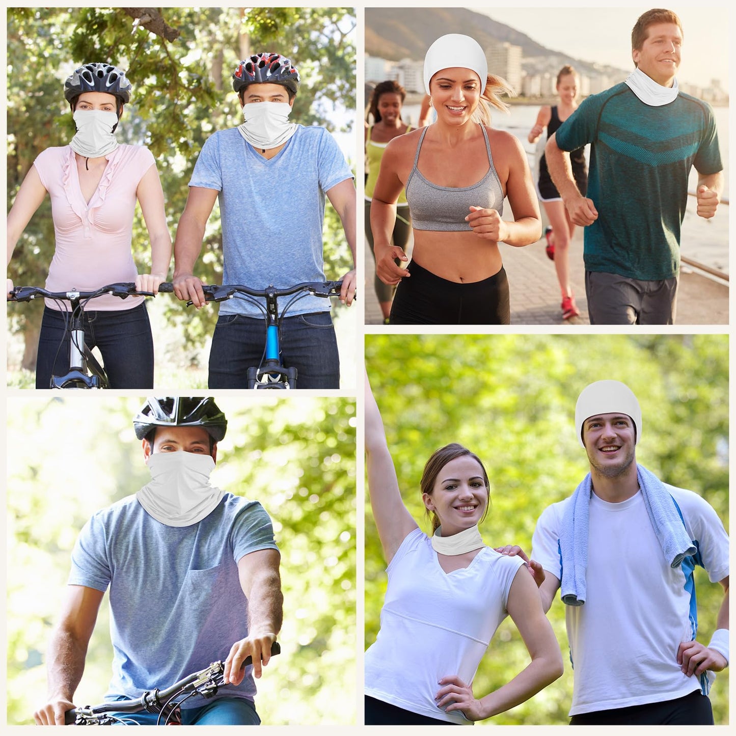 Geyoga 6 Pieces Summer UV Protection Cooling Neck Gaiter Face Clothing Neck Gaiter Mask Scarf Sunscreen Breathable Bandana(White)