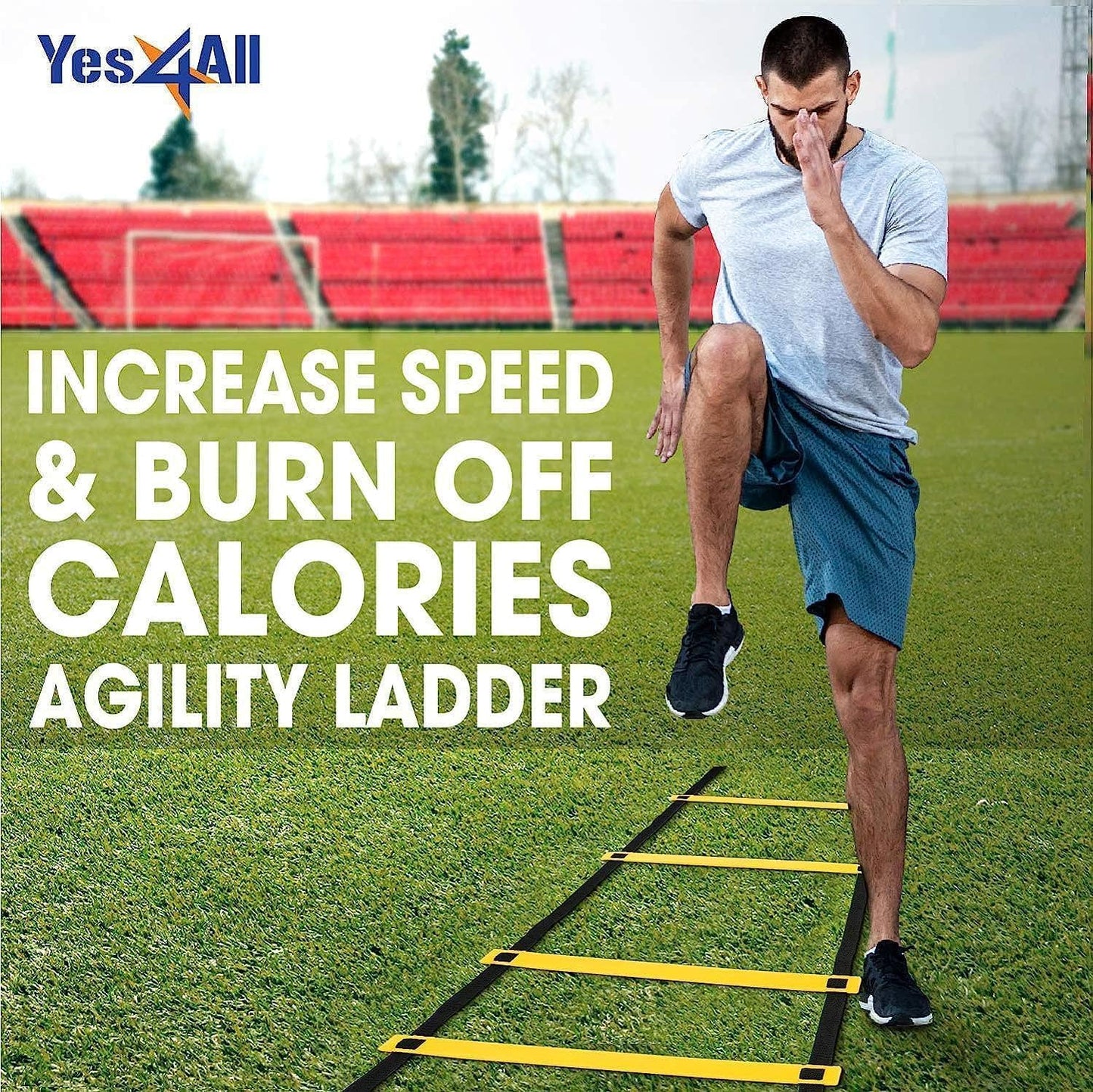 Yes4All Agility Ladder - Speed Training Equipment for All Ages | Adjustable, Durable & Portable with Carry Bag