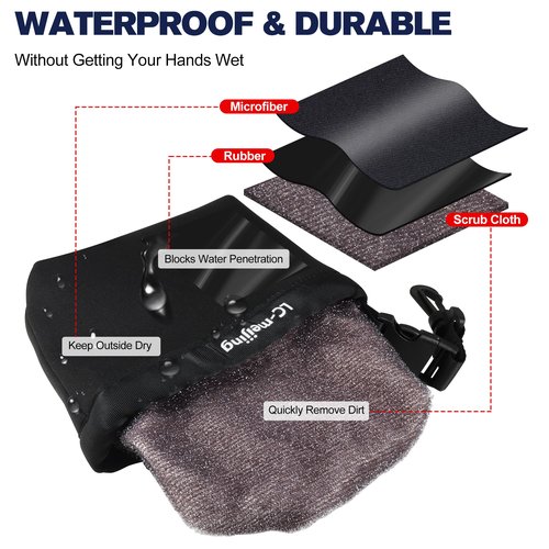 LC-meijing Golf Club Ball Cleaning Bag, Waterproof Liner Clean Club Grooves, Machine Washable Dry Exterior Golf Club Bag Accessories with Quick Release Clip(Black)