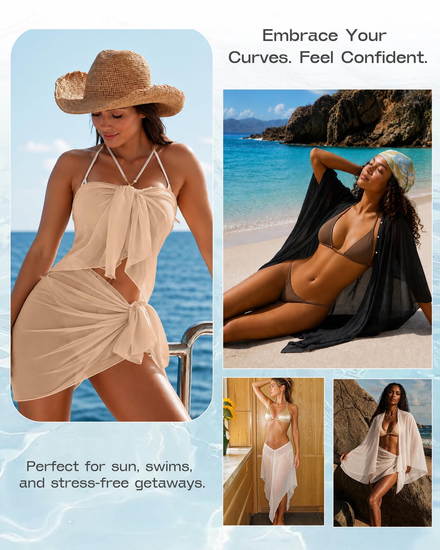 Kylollx White Sarong Wrap for Women Multiway Beach Cover Up 9 Ways to Wear