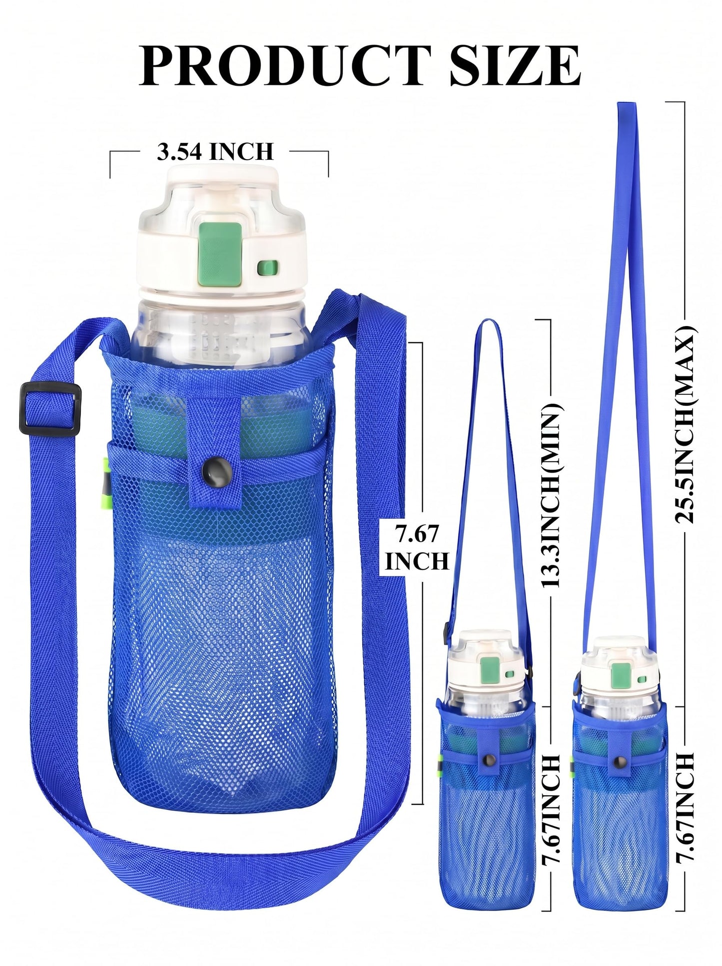 3Pcs Water Bottle Holder with Strap, Mesh Water Bottle Carrier for Walking