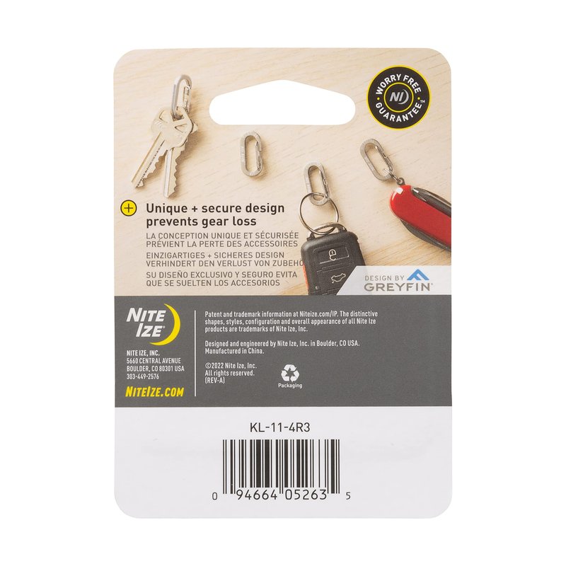 Nite IZE MicroLink Carabiner, Stainless Steel Mini Key Rings for Keys Fobs MultiTools and More, 4 Pack