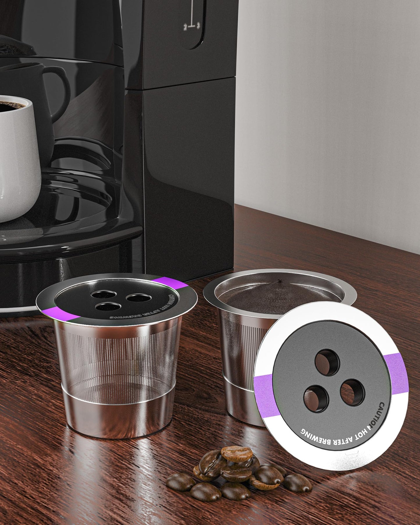 Stainless Steel Reusable Coffee Pods with 3 Holes, For Compatible with Ninja Coffee Maker, compatible with Ninja Coffee Makers (CFP201, CFP300, CFP301, CFP305, CFP307, CFP400) (2)