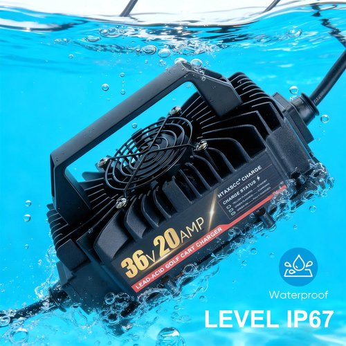 HTAXSCC 36 Volt 20 Amp Golf Carts Battery Charger for EZGO TXT with D Style Plug,Upgraded IP67 Waterproof Lead Acid Battery Charger