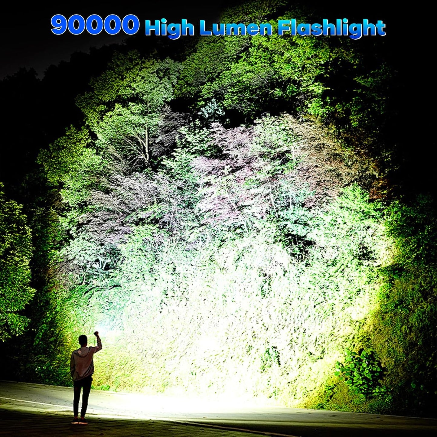 High Lumens Rechargeable Flashlights 90,000 - 2 Pack, Super Bright 7 Modes, IPX7 Waterproof for Camping & Home