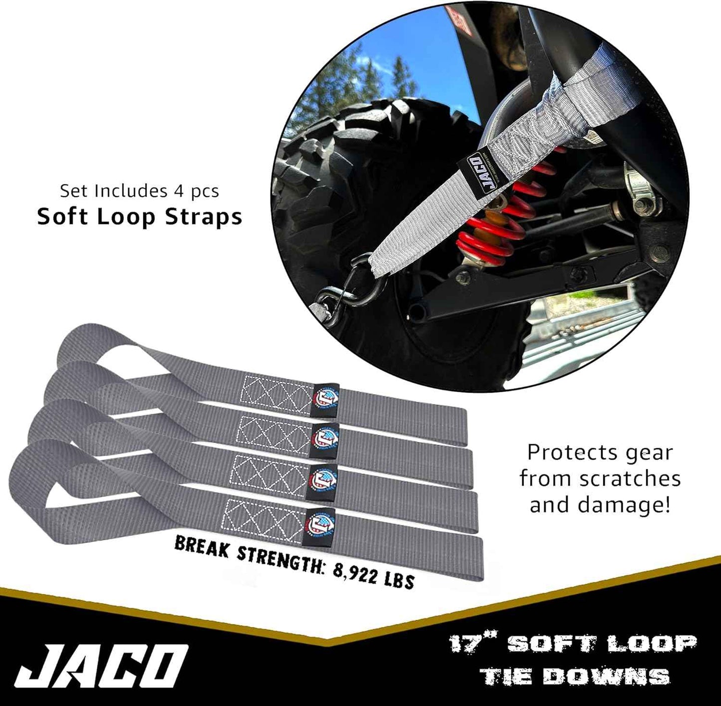 Heavy Duty Ratchet Straps 1.6" x 8ft (Pack of 4) - 5,208 lbs Tie Down Kit with Soft Loops